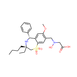 CCCC[C@]1(CC)CS(=O)(=O)c2cc(CN(O)CC(=O)O)c(OC)cc2[C@@H](c2ccccc2)N1 ZINC000168036113