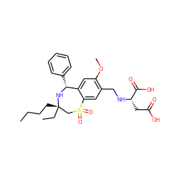 CCCC[C@]1(CC)CS(=O)(=O)c2cc(CN[C@@H](CC(=O)O)C(=O)O)c(OC)cc2[C@@H](c2ccccc2)N1 ZINC000096270860