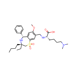 CCCC[C@]1(CC)CS(=O)(=O)c2cc(CN[C@@H](CCCCN(C)C)C(=O)O)c(OC)cc2[C@@H](c2ccccc2)N1 ZINC000145930388