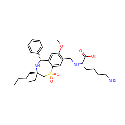 CCCC[C@]1(CC)CS(=O)(=O)c2cc(CN[C@@H](CCCCN)C(=O)O)c(OC)cc2[C@@H](c2ccccc2)N1 ZINC000096270837