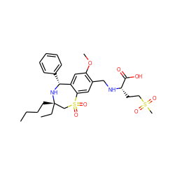 CCCC[C@]1(CC)CS(=O)(=O)c2cc(CN[C@@H](CCS(C)(=O)=O)C(=O)O)c(OC)cc2[C@@H](c2ccccc2)N1 ZINC000169094678