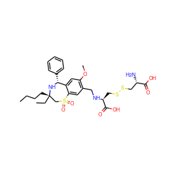 CCCC[C@]1(CC)CS(=O)(=O)c2cc(CN[C@@H](CSSC[C@H](N)C(=O)O)C(=O)O)c(OC)cc2[C@@H](c2ccccc2)N1 ZINC000222830497