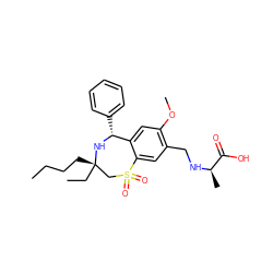 CCCC[C@]1(CC)CS(=O)(=O)c2cc(CN[C@H](C)C(=O)O)c(OC)cc2[C@@H](c2ccccc2)N1 ZINC000147705993