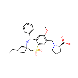 CCCC[C@]1(CC)CS(=O)(=O)c2cc(CN3CCC[C@@H]3C(=O)O)c(OC)cc2[C@@H](c2ccccc2)N1 ZINC000096270840