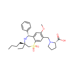 CCCC[C@]1(CC)CS(=O)(=O)c2cc(CN3CCC[C@H]3C(=O)O)c(OC)cc2[C@@H](c2ccccc2)N1 ZINC000096270875