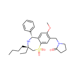 CCCC[C@]1(CC)CS(=O)(=O)c2cc(CN3CCCC3=O)c(OC)cc2[C@@H](c2ccccc2)N1 ZINC000145960859