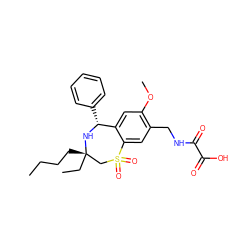 CCCC[C@]1(CC)CS(=O)(=O)c2cc(CNC(=O)C(=O)O)c(OC)cc2[C@@H](c2ccccc2)N1 ZINC000096270870