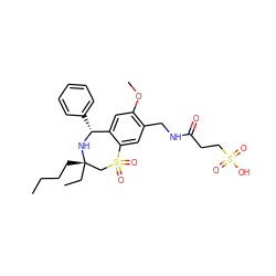 CCCC[C@]1(CC)CS(=O)(=O)c2cc(CNC(=O)CCS(=O)(=O)O)c(OC)cc2[C@@H](c2ccccc2)N1 ZINC000096270851