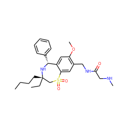 CCCC[C@]1(CC)CS(=O)(=O)c2cc(CNC(=O)CNC)c(OC)cc2[C@@H](c2ccccc2)N1 ZINC000147752097