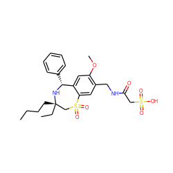 CCCC[C@]1(CC)CS(=O)(=O)c2cc(CNC(=O)CS(=O)(=O)O)c(OC)cc2[C@@H](c2ccccc2)N1 ZINC000096270869