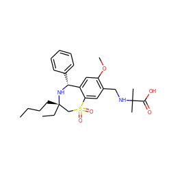 CCCC[C@]1(CC)CS(=O)(=O)c2cc(CNC(C)(C)C(=O)O)c(OC)cc2[C@@H](c2ccccc2)N1 ZINC000096270848