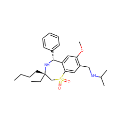 CCCC[C@]1(CC)CS(=O)(=O)c2cc(CNC(C)C)c(OC)cc2[C@@H](c2ccccc2)N1 ZINC000147754152