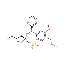 CCCC[C@]1(CC)CS(=O)(=O)c2cc(CNC)c(OC)cc2[C@H](c2ccccc2)N1 ZINC000147767943