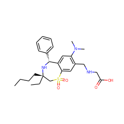 CCCC[C@]1(CC)CS(=O)(=O)c2cc(CNCC(=O)O)c(N(C)C)cc2[C@@H](c2ccccc2)N1 ZINC000072317901