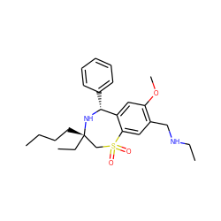 CCCC[C@]1(CC)CS(=O)(=O)c2cc(CNCC)c(OC)cc2[C@@H](c2ccccc2)N1 ZINC000147749010