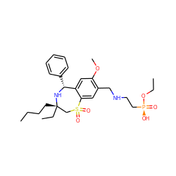 CCCC[C@]1(CC)CS(=O)(=O)c2cc(CNCC[P@](=O)(O)OCC)c(OC)cc2[C@@H](c2ccccc2)N1 ZINC000148724247