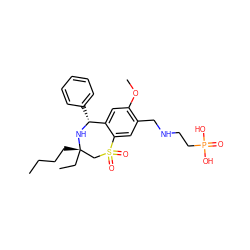 CCCC[C@]1(CC)CS(=O)(=O)c2cc(CNCCP(=O)(O)O)c(OC)cc2[C@@H](c2ccccc2)N1 ZINC000096270835