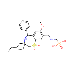 CCCC[C@]1(CC)CS(=O)(=O)c2cc(CNCP(=O)(O)O)c(OC)cc2[C@@H](c2ccccc2)N1 ZINC000096270874