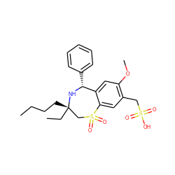 CCCC[C@]1(CC)CS(=O)(=O)c2cc(CS(=O)(=O)O)c(OC)cc2[C@@H](c2ccccc2)N1 ZINC000072317903