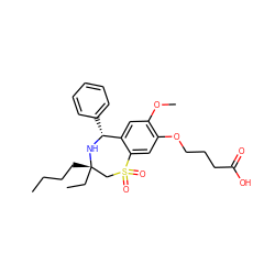 CCCC[C@]1(CC)CS(=O)(=O)c2cc(OCCCC(=O)O)c(OC)cc2[C@@H](c2ccccc2)N1 ZINC000096270867