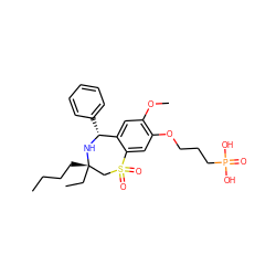 CCCC[C@]1(CC)CS(=O)(=O)c2cc(OCCCP(=O)(O)O)c(OC)cc2[C@@H](c2ccccc2)N1 ZINC000096270850