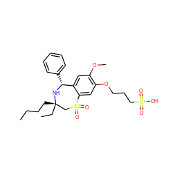 CCCC[C@]1(CC)CS(=O)(=O)c2cc(OCCCS(=O)(=O)O)c(OC)cc2[C@@H](c2ccccc2)N1 ZINC000096270859