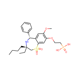 CCCC[C@]1(CC)CS(=O)(=O)c2cc(OCCP(=O)(O)O)c(OC)cc2[C@@H](c2ccccc2)N1 ZINC000096270861