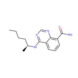 CCCC[C@H](C)Nc1ncnc2c(C(N)=O)cccc12 ZINC000167020753