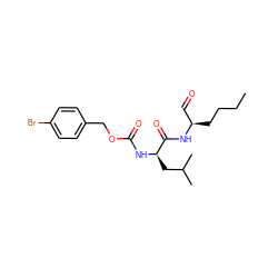 CCCC[C@H](C=O)NC(=O)[C@@H](CC(C)C)NC(=O)OCc1ccc(Br)cc1 ZINC000012504231