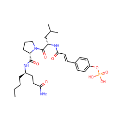 CCCC[C@H](CCC(N)=O)NC(=O)[C@@H]1CCCN1C(=O)[C@H](CC(C)C)NC(=O)/C=C/c1ccc(OP(=O)(O)O)cc1 ZINC000049708294