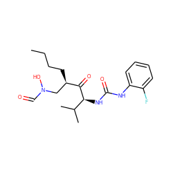 CCCC[C@H](CN(O)C=O)C(=O)[C@@H](NC(=O)Nc1ccccc1F)C(C)C ZINC000043154485