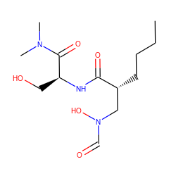 CCCC[C@H](CN(O)C=O)C(=O)N[C@@H](CO)C(=O)N(C)C ZINC000013537056