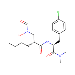 CCCC[C@H](CN(O)C=O)C(=O)N[C@@H](Cc1ccc(Cl)cc1)C(=O)N(C)C ZINC000013537091