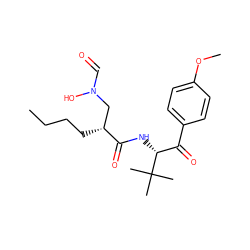 CCCC[C@H](CN(O)C=O)C(=O)N[C@H](C(=O)c1ccc(OC)cc1)C(C)(C)C ZINC000013588286