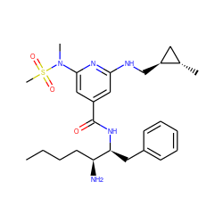 CCCC[C@H](N)[C@H](Cc1ccccc1)NC(=O)c1cc(NC[C@H]2C[C@@H]2C)nc(N(C)S(C)(=O)=O)c1 ZINC000014961845