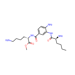 CCCC[C@H](N)C(=O)Nc1cc(C(=O)N[C@@H](CCCCN)C(=O)OC)ccc1N ZINC000299860753