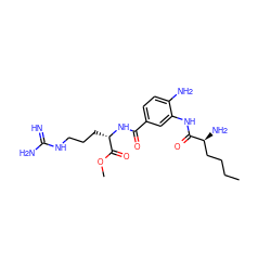 CCCC[C@H](N)C(=O)Nc1cc(C(=O)N[C@@H](CCCNC(=N)N)C(=O)OC)ccc1N ZINC000299862948