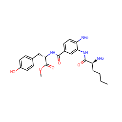 CCCC[C@H](N)C(=O)Nc1cc(C(=O)N[C@@H](Cc2ccc(O)cc2)C(=O)OC)ccc1N ZINC000299866219