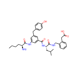 CCCC[C@H](N)C(=O)Nc1cc(Cc2ccc(O)cc2)cc(C(=O)N[C@@H](CC(C)C)C(=O)NCc2ccccc2CC(=O)O)c1 ZINC000044351394