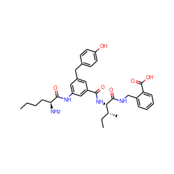 CCCC[C@H](N)C(=O)Nc1cc(Cc2ccc(O)cc2)cc(C(=O)N[C@H](C(=O)NCc2ccccc2C(=O)O)[C@H](C)CC)c1 ZINC000049888965