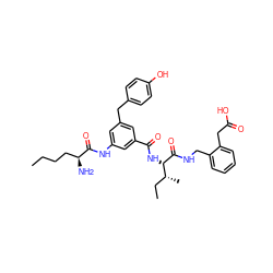 CCCC[C@H](N)C(=O)Nc1cc(Cc2ccc(O)cc2)cc(C(=O)N[C@H](C(=O)NCc2ccccc2CC(=O)O)[C@H](C)CC)c1 ZINC000043967568