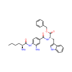 CCCC[C@H](N)C(=O)Nc1ccc(C(=O)N[C@@H](Cc2c[nH]c3ccccc23)C(=O)OCc2ccccc2)cc1N ZINC000299861396