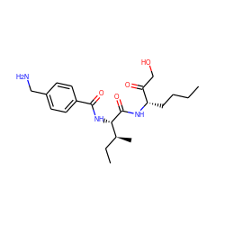 CCCC[C@H](NC(=O)[C@@H](NC(=O)c1ccc(CN)cc1)[C@@H](C)CC)C(=O)CO ZINC000013818731