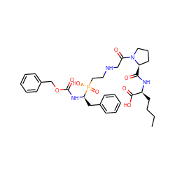 CCCC[C@H](NC(=O)[C@@H]1CCCN1C(=O)CNCC[P@](=O)(O)[C@@H](Cc1ccccc1)NC(=O)OCc1ccccc1)C(=O)O ZINC000026656307