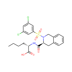 CCCC[C@H](NC(=O)[C@@H]1Cc2ccccc2CN1S(=O)(=O)c1cc(Cl)cc(Cl)c1)C(=O)O ZINC000026650229