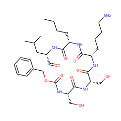 CCCC[C@H](NC(=O)[C@H](CCCCN)NC(=O)[C@H](CO)NC(=O)[C@H](CO)NC(=O)OCc1ccccc1)C(=O)N[C@H](C=O)CC(C)C ZINC000049695584