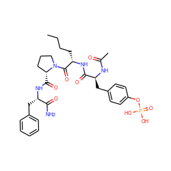 CCCC[C@H](NC(=O)[C@H](Cc1ccc(OP(=O)(O)O)cc1)NC(C)=O)C(=O)N1CCC[C@H]1C(=O)N[C@@H](Cc1ccccc1)C(N)=O ZINC000653804985