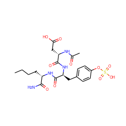 CCCC[C@H](NC(=O)[C@H](Cc1ccc(OS(=O)(=O)O)cc1)NC(=O)[C@H](CC(=O)O)NC(C)=O)C(N)=O ZINC000014953453