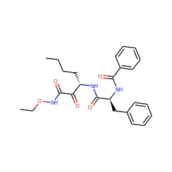 CCCC[C@H](NC(=O)[C@H](Cc1ccccc1)NC(=O)c1ccccc1)C(=O)C(=O)NOCC ZINC000026576733