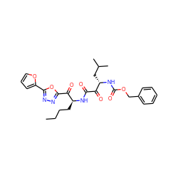 CCCC[C@H](NC(=O)C(=O)[C@H](CC(C)C)NC(=O)OCc1ccccc1)C(=O)c1nnc(-c2ccco2)o1 ZINC000029125013